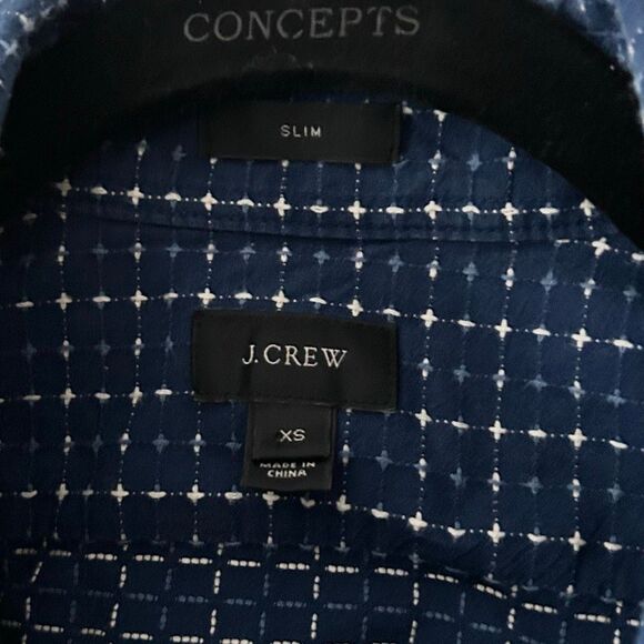 J. Crew Blue & White Button Down Textured Dress Shirt Size XS/S Slim Fit - Picture 4 of 6